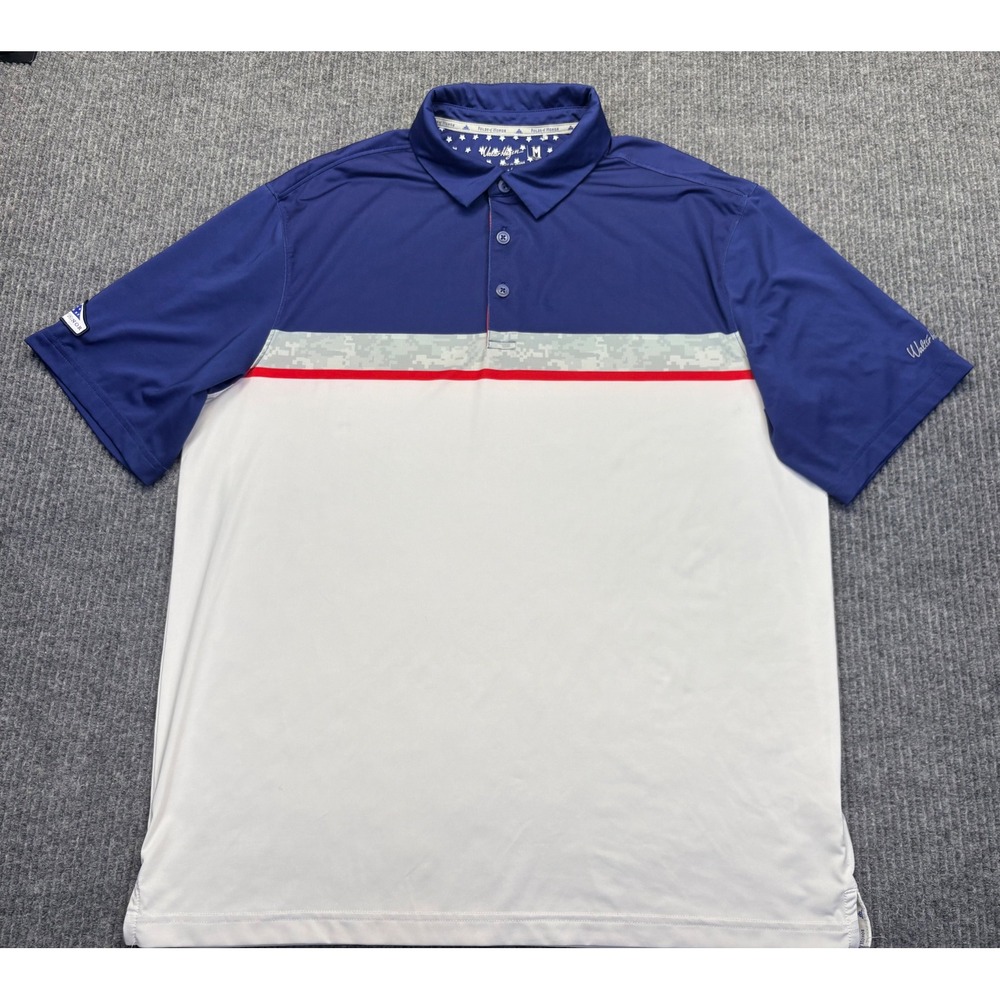 Walter Hagen Folds of Honor Mens Large Golf Polo Shirt Blue White Patriotic Camo